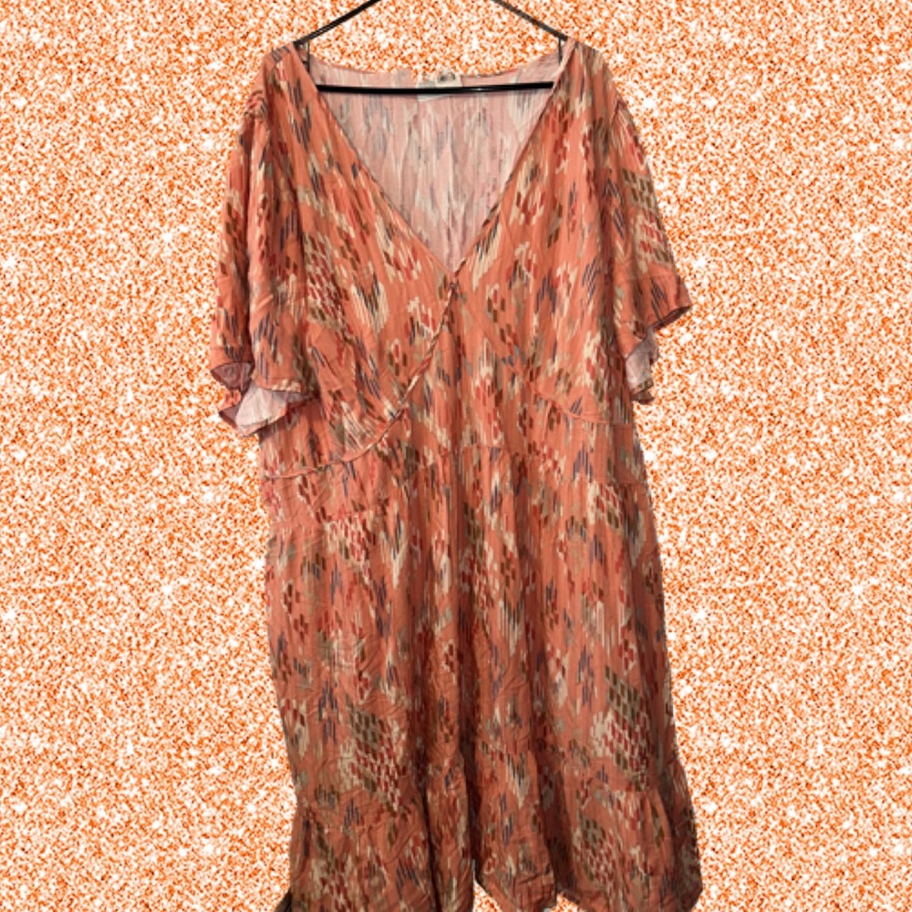 Short Sleeve A-Line Dress 4X
